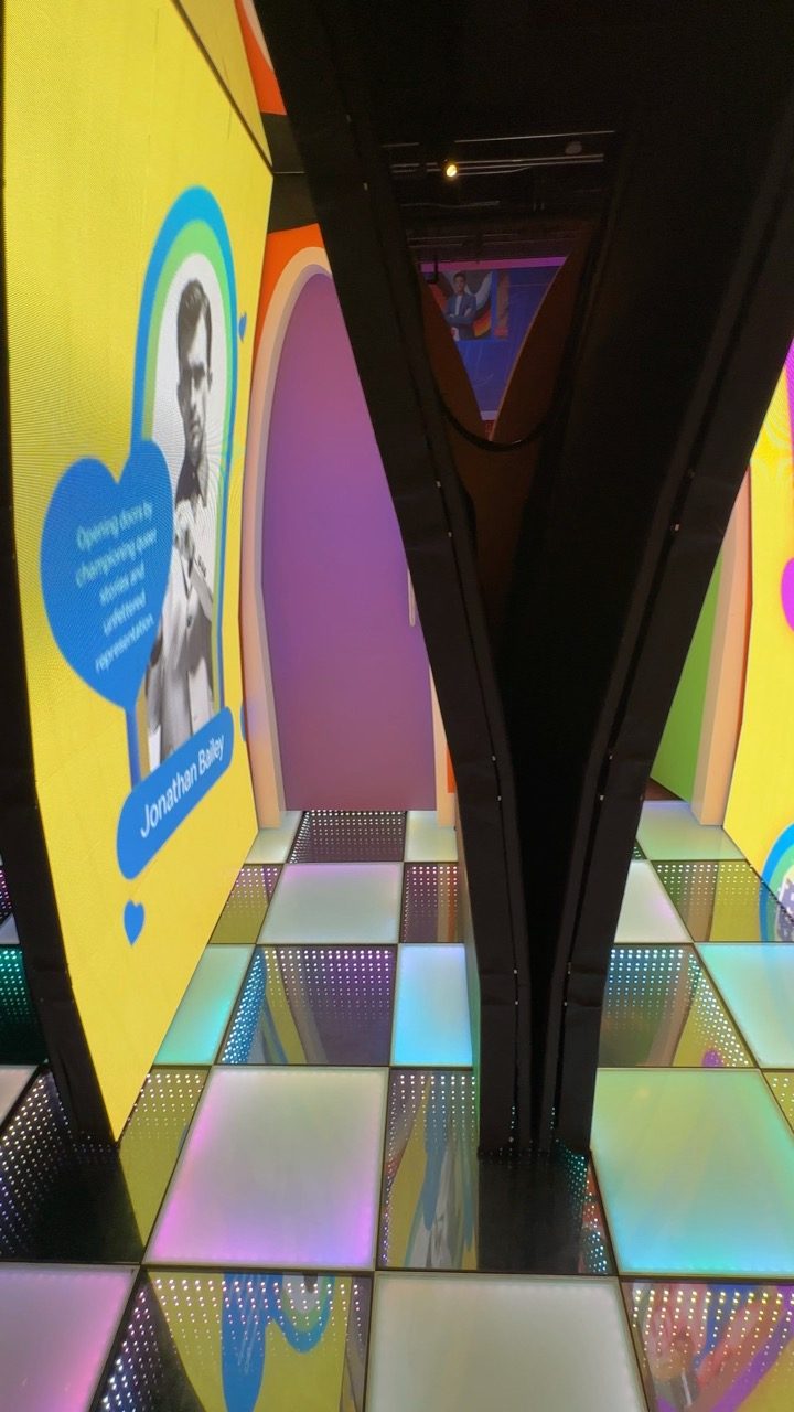 Inside the experience · Branded LED surfaces and an illuminated floor.
